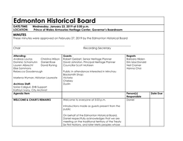 Edmonton Historical Board Minutes January 23, 2019