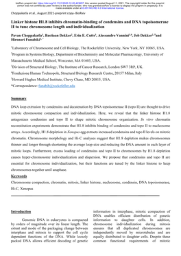 Linker Histone H1.8 Inhibits Chromatin-Binding of Condensins and DNA Topoisomerase II to Tune Chromosome Length and Individualization