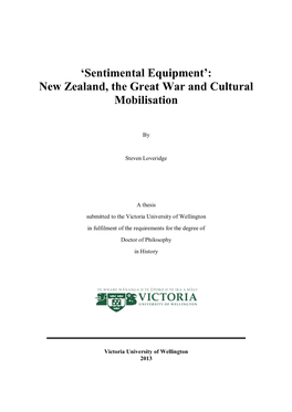 Sentimental Equipment‟: New Zealand, the Great War and Cultural Mobilisation
