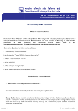 FAQ-Secondary Market Department