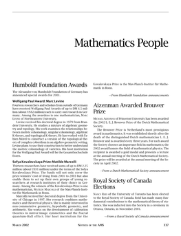 Mathematics People, Volume 49, Number 3