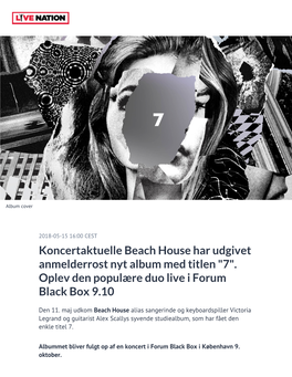 Koncertaktuelle Beach House Har Udgivet Anmelderrost Nyt Album Med Titlen 