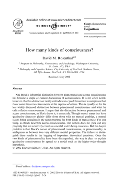 How Many Kinds of Consciousness?