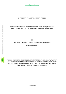 Shelf Life Improvement of Sorghum Beer (Pito) Through Pasteurization and the Addition of Moringa Oleifera