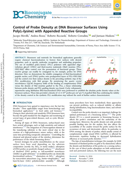 Control of Probe Density at DNA Biosensor Surfaces Using Poly(L