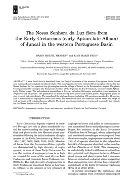 The Nossa Senhora Da Luz Flora from the Early Cretaceous (Early Aptian-Late Albian) of Juncal in the Western Portuguese Basin