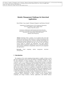 Identity Management Challenges for Intercloud Applications