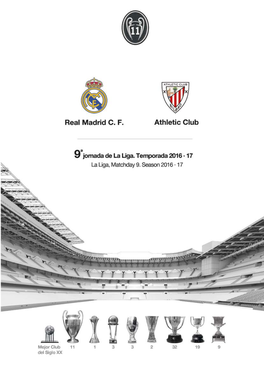 Athletic Club 9A Novena Jornada De La Liga La Liga, Matchday 9 Temporada/ Season 2016/2017