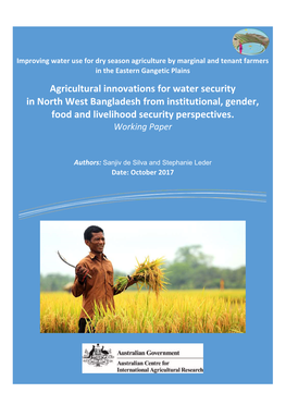 Agricultural Innovations for Water Security in North West Bangladesh from Institutional, Gender, Food and Livelihood Security Perspectives