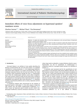 Immediate Effects of Voice Focus Adjustments on Hypernasal