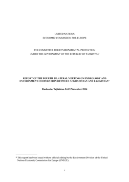 The Fourth Bilateral Meeting on Hydrology and Environment Cooperation Between Afghanistan and Tajikistan, 24-25 November