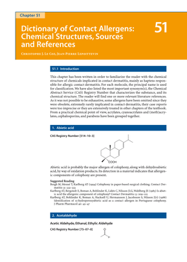 Dictionary of Contact Allergens: Chemical Structures, Sources And