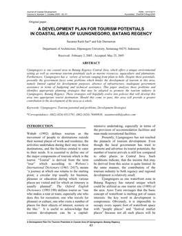 A Development Plan for Tourism Potentials in Coastal Area of Ujungnegoro, Batang Regency