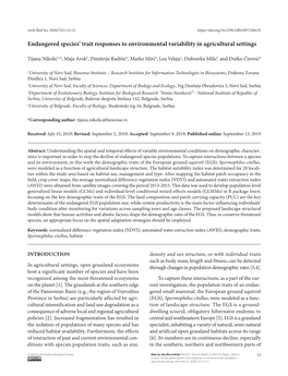 Endangered Species' Trait Responses to Environmental