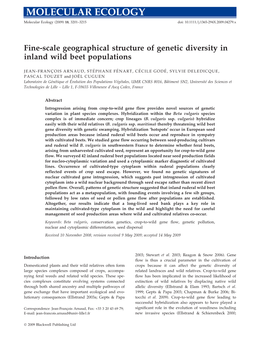 Fine-Scale Geographical Structure of Genetic Diversity in Inland Wild Beet Populations