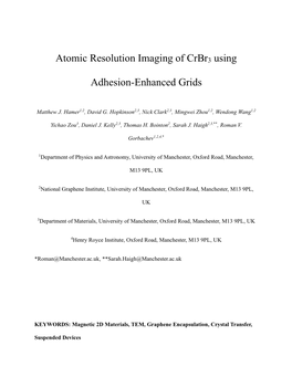 Atomic Resolution Imaging of Crbr3 Using Adhesion-Enhanced Grids