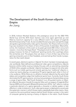 The Development of the South Korean Esports Empire an Jiang