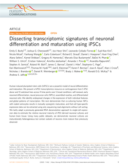 Dissecting Transcriptomic Signatures of Neuronal Differentiation and Maturation Using Ipscs