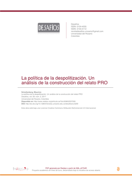 La Política De La Despolitización. Un Análisis De La Construcción Del Relato PRO