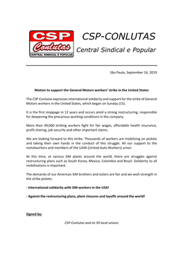 CSP-CONLUTAS Central Sindical E Popular