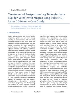 (Spider Veins) with Magma Long Pulse ND - Laser 1064 Nm – Case Study