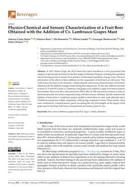 Physico-Chemical and Sensory Characterization of a Fruit Beer Obtained with the Addition of Cv