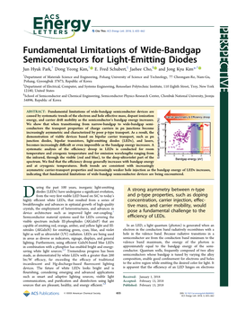 Fundamental Limitations of Wide-Bandgap Semiconductors for Light-Emitting Diodes † † ‡ § † Jun Hyuk Park, Dong Yeong Kim, E