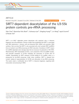 SIRT7-Dependent Deacetylation of the U3-55K Protein Controls Pre-Rrna Processing