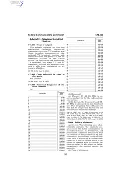 135 Subpart E—Television Broadcast Stations