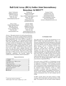 Ball Grid Array (BGA) Solder Joint Intermittency Detection: SJ BIST™ James P