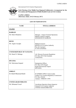 CAPSCA-MID/6 International Civil Aviation Organization Sixth