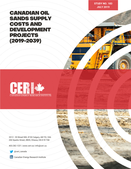 Canadian Oil Sands Supply Costs and Development Projects, 2019