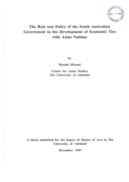 The Role and Policy of the South Australian Government in the Development of Economic Ties with Asian Nations