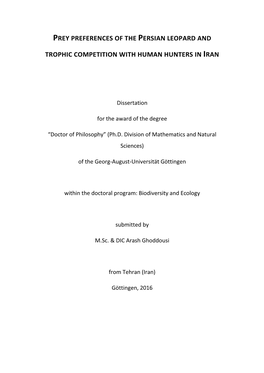 Prey Preferences of the Persian Leopard and Trophic Competition with Human Hunters in Iran’