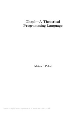 Thapl—A Theatrical Programming Language