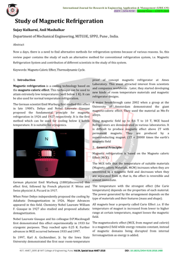 Study of Magnetic Refrigeration