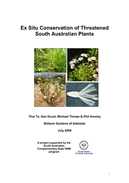Ex Situ Conservation of Threatened South Australian Plants
