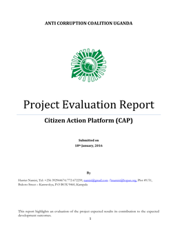 Project Evaluation Report Citizen Action Platform (CAP)