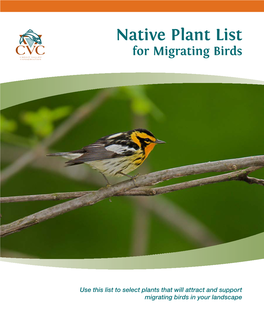 Native Plant List for Migrating Birds