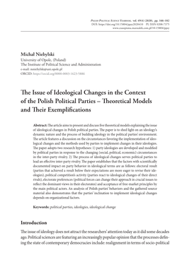 The Issue of Ideological Changes in the Context of the Polish Political