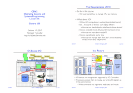 The Requirements of I/O OS Basics: I/O in a Picture