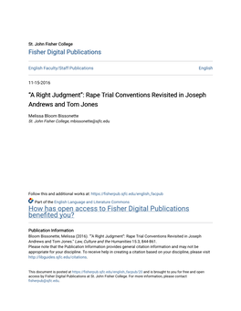 Rape Trial Conventions Revisited in Joseph Andrews and Tom Jones