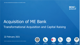 ME Bank Acquisition Investor Presentation