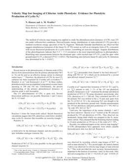 Velocity Map Ion Imaging of Chlorine Azide Photolysis: Evidence for Photolytic † Production of Cyclic-N3