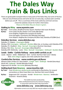 The Dales Way Train & Bus Links