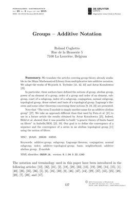 Groups – Additive Notation