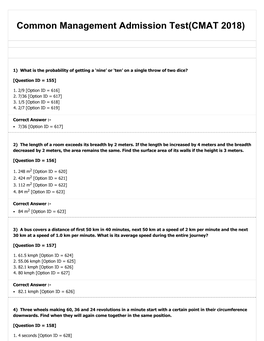 Common Management Admissions Test 1201 NEW Common