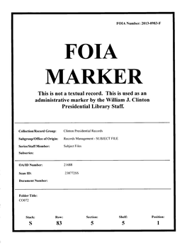 FOIA MARKER This Is Not a Textual Record