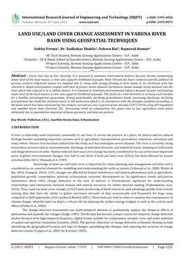 Land Use/Land Cover Change Assessment in Varuna River Basin Using Geospatial Techniques