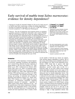 Early Survival of Marble Trout Salmo Marmoratus: Evidence for Density Dependence?